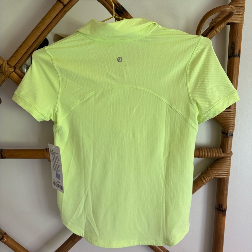 NWT Lululemon Neon Yellow Fitted Polo Tee - Picture 4 of 4